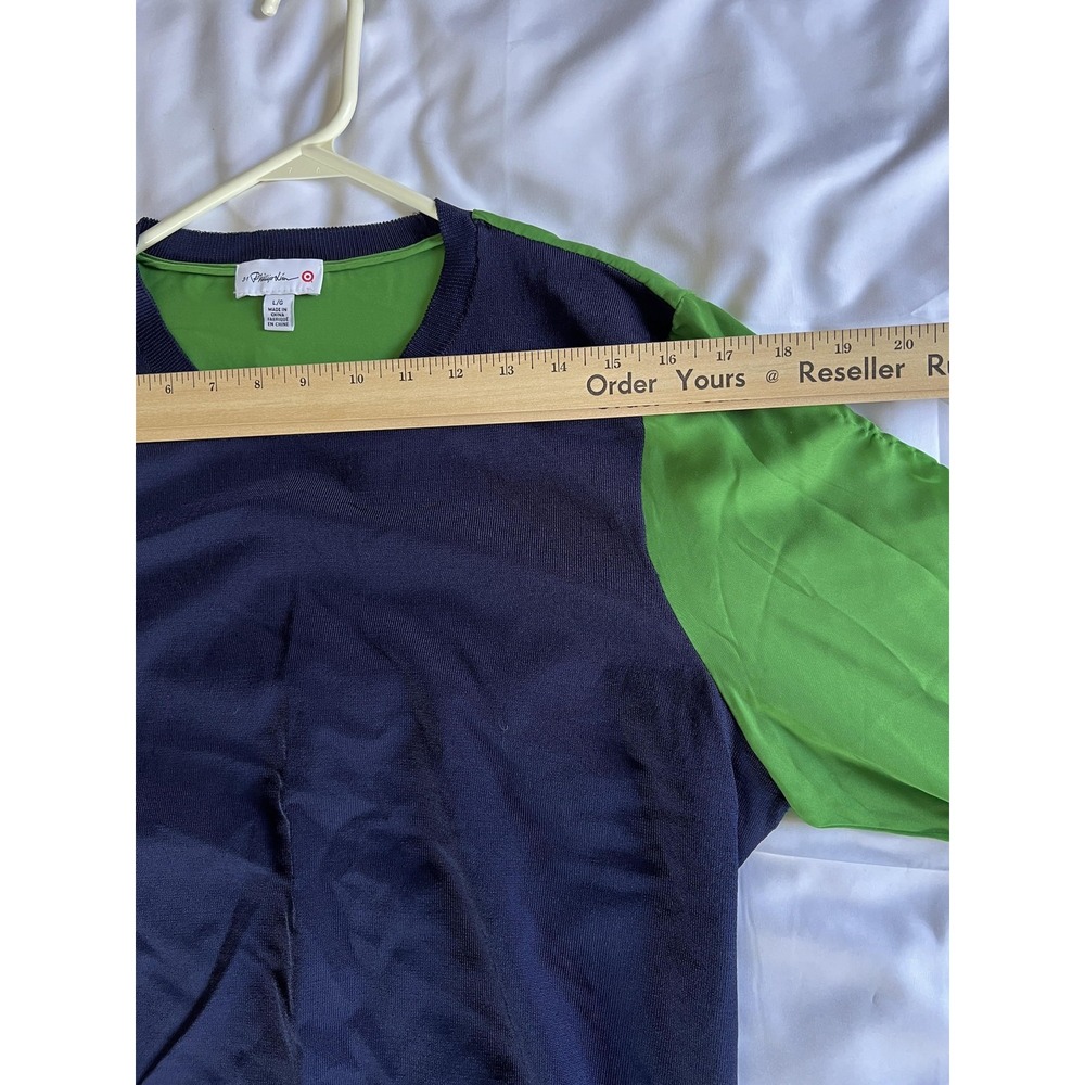3.1 Phillip Lim for Target Sweater‎ Womens Large Navy Green Mixed Media Pullover - Picture 9 of 14